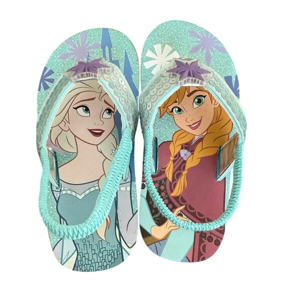 Frozen Anna Elsa Toddler Girl's Flip Flops Size 9/10 NOS - Picture 1 of 4